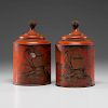 Toleware Caddies with Chinese Decoration