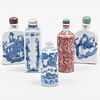 Group of Five Chinese Porcelain Snuff Bottles