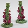 Pair of Lady Anne Gordon Porcelain Tulip Candlesticks