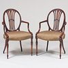 Pair of Fine George III Mahogany Armchairs, After a Design by Hepplewhite