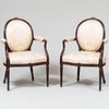Pair of Fine George III Carved Mahogany Armchairs
