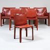 Set of Six Mario Bellini for Cassina Leather 'CAB 412' Chairs