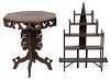 AMERICAN FOLK ART MIXED-WOOD STAND TABLE