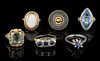 ANTIQUE AND VINTAGE 10K AND 14K GOLD LADY'S RINGS, LOT OF SIX