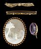 ANTIQUE / VINTAGE 10K AND 14K GOLD, AND POSSIBLY OTHER, BROOCHES / PINS, LOT OF FOUR