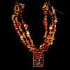 Vintage Three Strand Amber Glass Necklace
