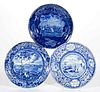 STAFFORDSHIRE AMERICAN HISTORICAL / VIEW TRANSFER-PRINTED CERAMIC PLATES, LOT OF THREE