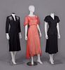 THREE COCKTAIL OR EVENING DRESSES, 1940s