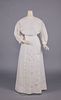 HAND EMBROIDERED LINEN DAY DRESS, c. 1906