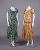 TWO PRINTED SILK CREPE AFTERNOON DRESSES, EARLY-MID 1930s