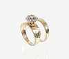 14K Diamond Floral Ring and Band
