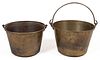 ASSORTED MANUFACTURERS BRASS BUCKETS, LOT OF TWO