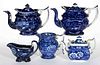STAFFORDSHIRE PEARLWARE TRANSFER-PRINTED CERAMIC TEA AND TABLE ARTICLES, LOT OF FIVE