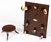 ADIRONDACK / LODGE HORN FOOTSTOOL AND RACK, LOT OF TWO