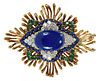 18kt. Yellow Gold Lapis, Emerald, Diamond, and Blue Sapphire Pendant Brooch