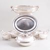 Pair of Ensko Silver Sauceboats and a Group of Silver Plate Serving Wares
