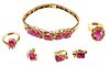 Vintage 14K and Ruby Jewelry Set