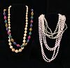 LOT OF COSTUME PEAR & COLORFUL BEAD NECKLACES 