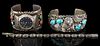 NATIVE AMERICAN / SOUTHWESTERN-STYLE SILVER-TYPE AND MEXICAN STERLING SILVER BRACELETS, LOT OF THREE 