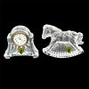 2pc Vintage Waterford Crystal Clock & Rocking Horse Figurine