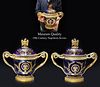 A Pair Of Museum Quality 19th Century Sevres Napoleon Porcelain Bronze Covered Vases