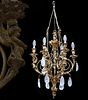 A Museum Quality 19th C. French Rock Crystal Figural Bronze Six-Lights Chandelier