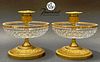 A Pair Of 19th C. Dore Bronze Baccarat Crystal Candlesticks