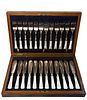 Set Of 24 English Mother Of Pearl Handled Knives & Forks, Hallmarked & Boxed