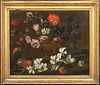  STILL LIFE OF FLOWERS & A PARROT OIL PAINTING