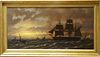 SHIPS AT SUNSET OIL PAINTING