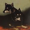 PORTRAIT OF TWO MANCHESTER TERRIERS OIL PAINTING