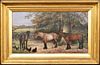 DRAUGHT HORSES RESTING OIL PAINTING