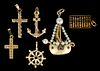 VINTAGE / CONTEMPORARY 14K YELLOW GOLD FIGURAL CHARMS AND PENDANTS, LOT OF SIX