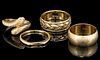 VINTAGE 14K AND 10-14K YELLOW GOLD RINGS, LOT OF FOUR