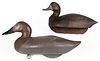 AMERICAN FOLK ART CARVED AND PAINTED DUCK DECOYS, LOT OF TWO