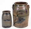 WESTERN PENNSYLVANIA DECORATED STONEWARE JARS, LOT OF TWO