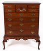 NEW ENGLAND QUEEN ANNE MAHOGANY CHEST ON FRAME