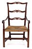 COUNTRY CHIPPENDALE RIBBON-BACK MAHOGANY ARM CHAIR