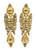 * A Pair of Georgian Yellow Gold and Emerald Convertible Pendoloque Drop Earrings, Spain/Portugal, 27.00 dwts.