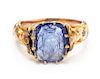 * A Victorian Yellow Gold and Sapphire Intaglio Ring, 3.40 dwts.