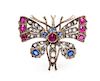 A Victorian Silver Topped Gold, Diamond, and Multigem Butterfly Brooch, 10.40 dwts.