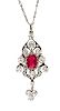 A Fine Silver Topped Gold, Burmese Red Spinel and Diamond Pendant, 11.20 dwts.