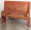 Small painted pine settle bench, 19th c.