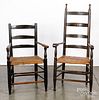 Two painted ladderback chairs, 18th/19th c.