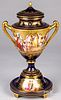 Dresden or Royal Vienna hand painted porcelain urn