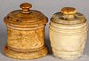 Two marble covered jars, 19th c.
