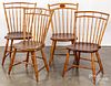 Four Pennsylvania birdcage Windsor chairs, 19th c.