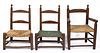 SOUTHERN COUNTRY CHILD'S LADDERBACK CHAIRS, LOT OF THREE