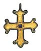 * A Bronze Cross with Gold Inlay and Blue Glass Accent, 64.90 dwts.