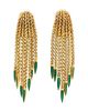 A Pair of 18 Karat Yellow Gold and Enamel Fringe Earclips, Italian, 11.50 dwts.
